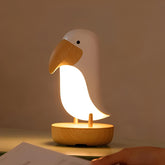 Minimalist Bird Night Light - USB Rechargeable Soft Ambient Illumination with Wooden Accents, Ideal for Bedroom and Reading Nook