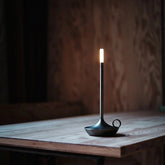 Modern Cordless Lamp with Touch Dimming – Rechargeable Battery Operated Candlestick Light in Brushed Aluminum Design