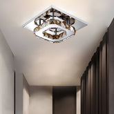 Modern Crystal LED Flush Mount Ceiling Light Fixture – Elegant Design for Living Room, Bedroom, Hallway, 12W, 960 Lumens