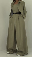 Monroe Three-Piece Blazer Outfit | Structured Jacket, Camisole & Wide-Leg Pants