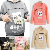 Nivara — Fleece Hoodie Sweatshirt with Kangaroo Pocket for Small Cats