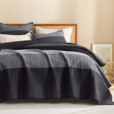 NoirZen Quilt Set – Black and White Striped All-Season Comfort with Plush Softness