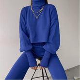 NoraFlex Women's Knit Turtleneck Set | Flexible Regular-Fit Lounge Outfit