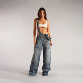 Yara Denim Y2K Overalls | Stylish Wide Leg Design, Cotton Jumpsuit for Women