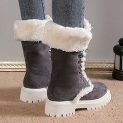 Plus Size Furry Warm Mid-Calf Snow Boots for Women
