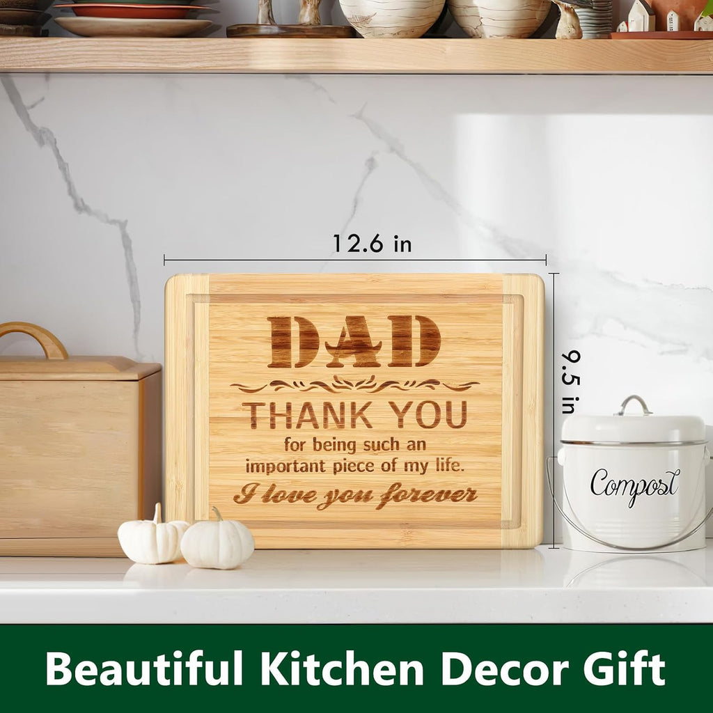Dad Birthday Gift for Dad Gifts from Daughter Son,Bamboo Cutting Board