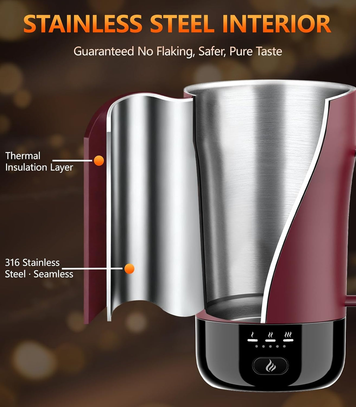 Self-Heating Coffee Mug, 14Oz Heated Coffee Mug - Rechargeable Temperature Control Coffee Mug Keep Coffee Hot, Smart Mug Great Gift for Coffee Lovers & Slow Sippers