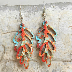 Leaf Shape Wooden Dangle Earrings Trendsi