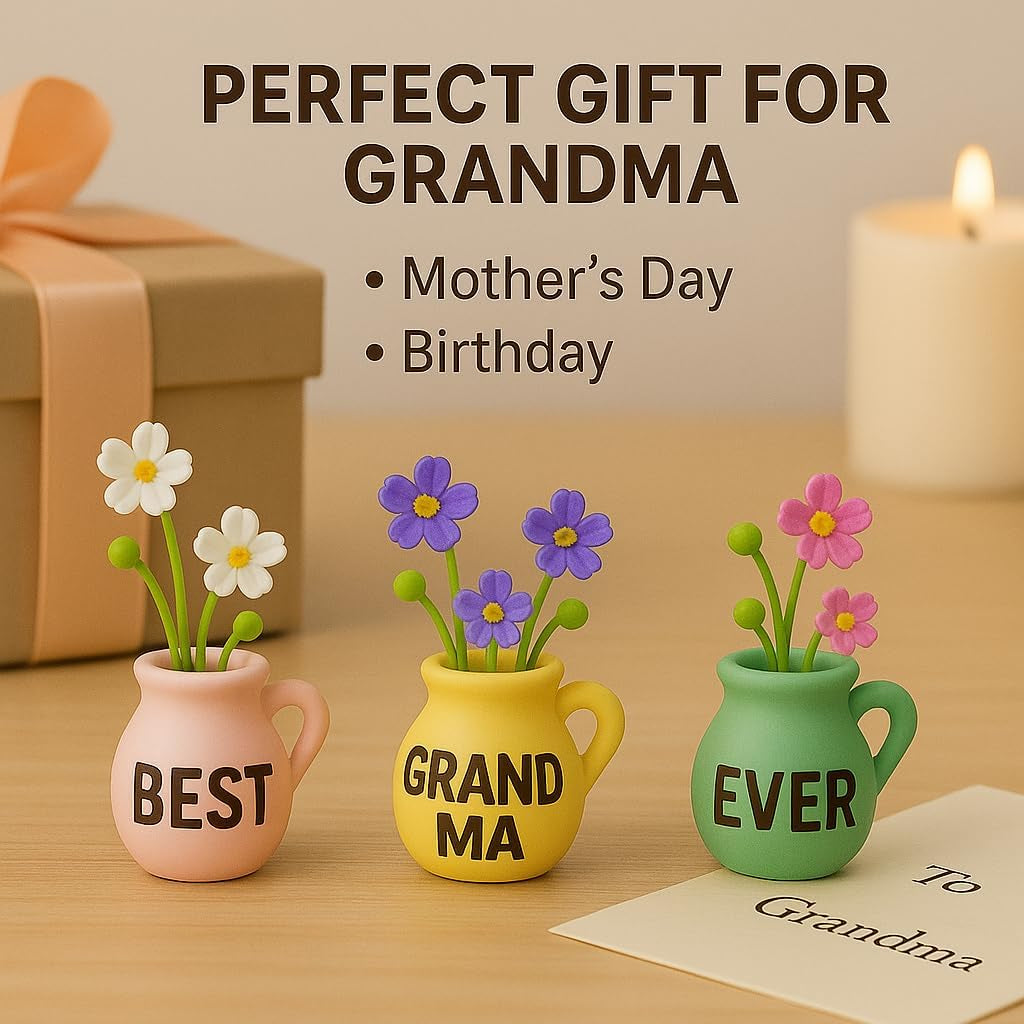 Mini Vase Magnets for Fridge - Christmas Grandma Gifts from Granddaughter, Best for Grandma for Birthday