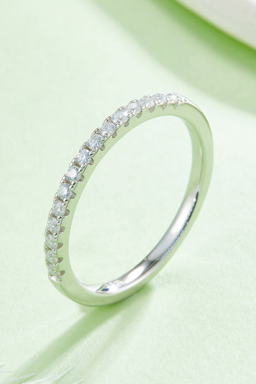 Moissanite Platinum-Plated Half-Eternity Ring Trendsi