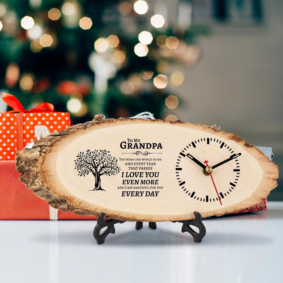 Grandpa Gifts, Wooden Clock Birthday Gifts for Grandpa Grandfather