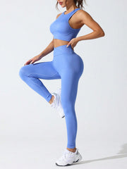 Round Neck Tank and High Waist Leggings Active Set Trendsi