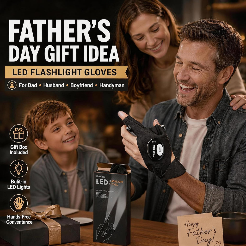 LED Flashlight Gloves, Stocking Stuffers for Men Dad Husband Adults