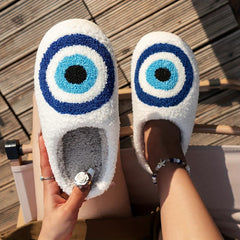 Evil Eye Plush Slippers dylinoshop