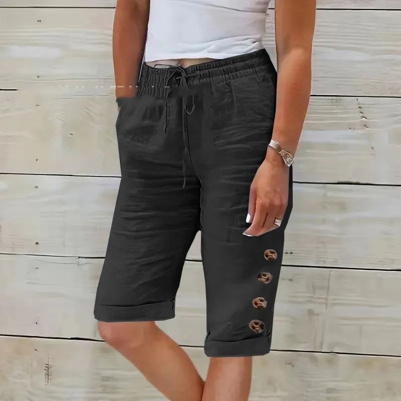 Women’s High-Waist Cotton Wide-Leg Pants