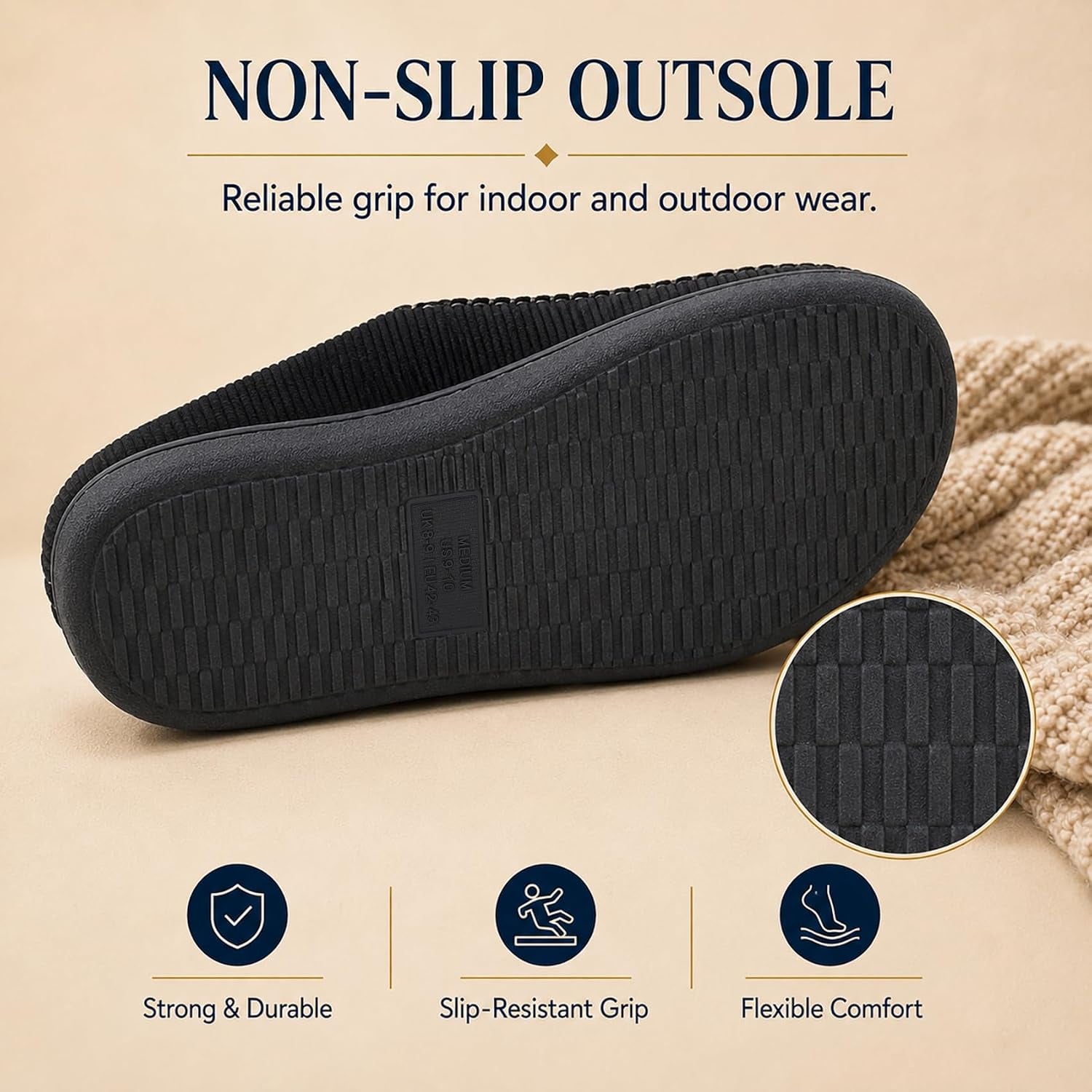 House Slippers for Men, Indoor Outdoor Men Slippers with Memory Foam