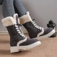 Plus Size Furry Warm Mid-Calf Snow Boots for Women