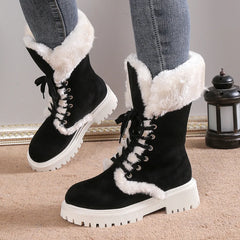 Plus Size Furry Warm Mid-Calf Snow Boots for Women