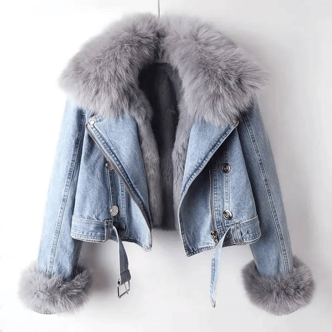 Mona Urban Elegance Denim & Fur Jacket dylinoshop