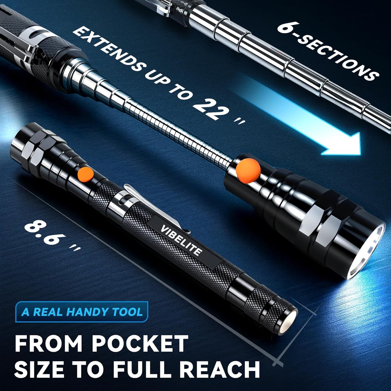 Extendable Magnetic Flashlight Magnet Pickup Tool, Gifts for Men