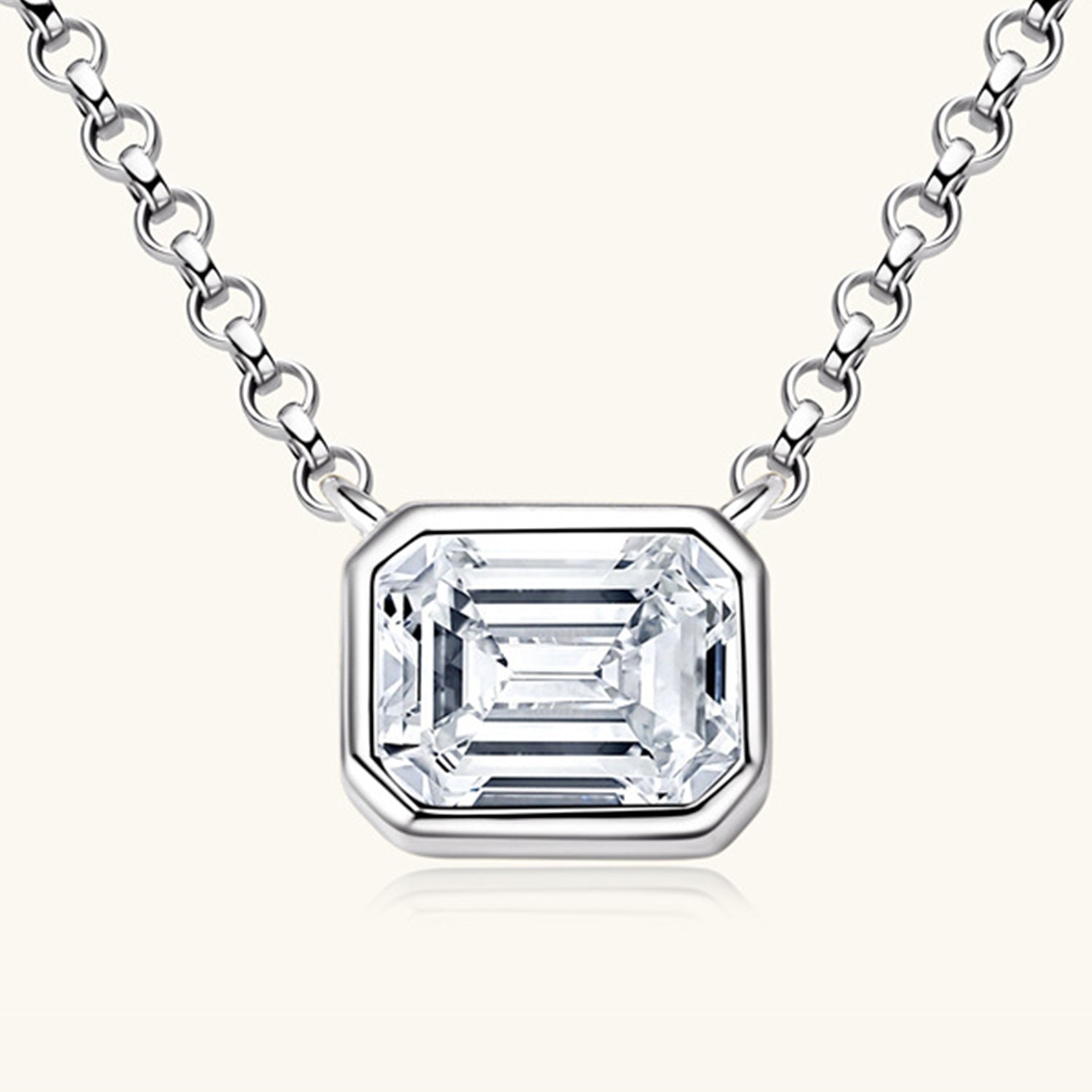 1 Carat Moissanite 925 Sterling Silver Pendant Necklace Trendsi