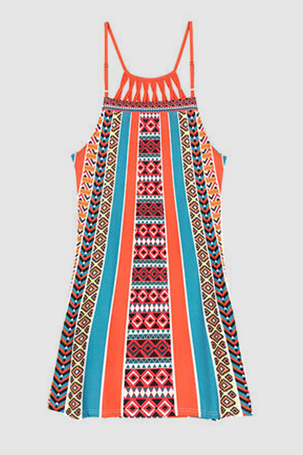 Printed Grecian Neck Mini Dress Trendsi