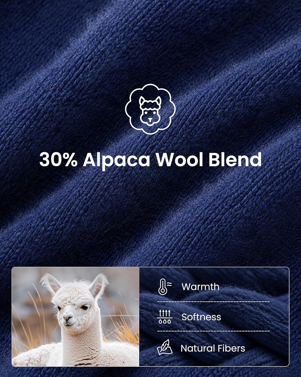 3 Pairs Alpaca Wool Socks for Men, Warm Socks with Cushioned Sole