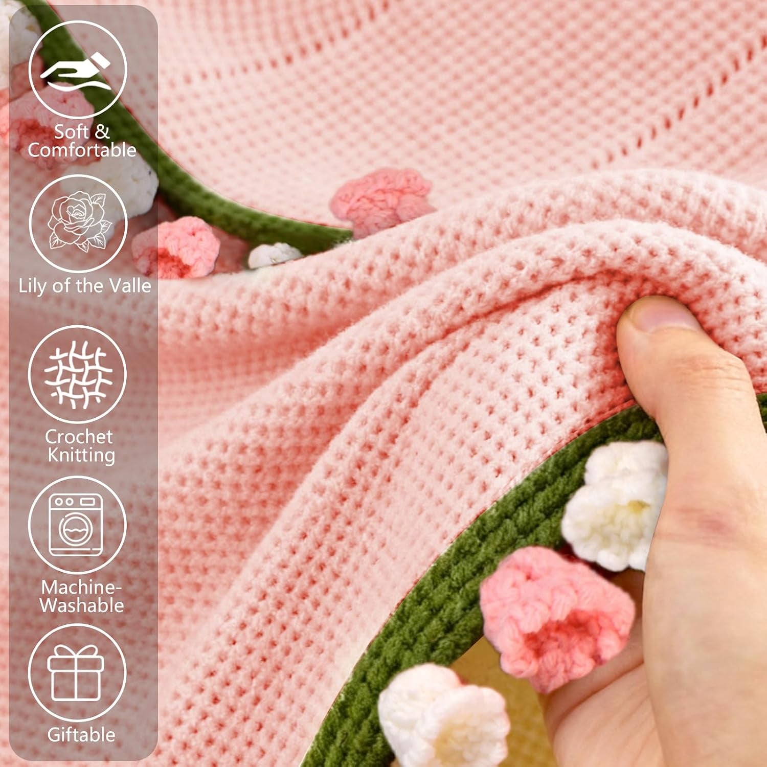 Premium Crochet Flower Bouquet Blanket Ombre Pink Birthday Gifts for Women