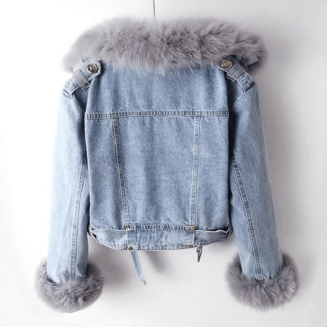 Mona Urban Elegance Denim & Fur Jacket dylinoshop