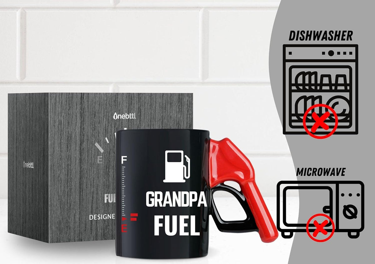 Grandpa Gifts Color Changing Fuel Coffee Mug with Fueling Nozzle Handle, Funny Gifts for Grandpas, 13.5Oz/400Ml for Christmas, Father'S Day