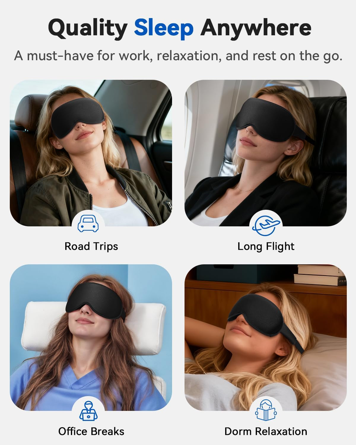 3D Blackout Weighted Sleep Mask, Airplane Travel & Nurse Essential