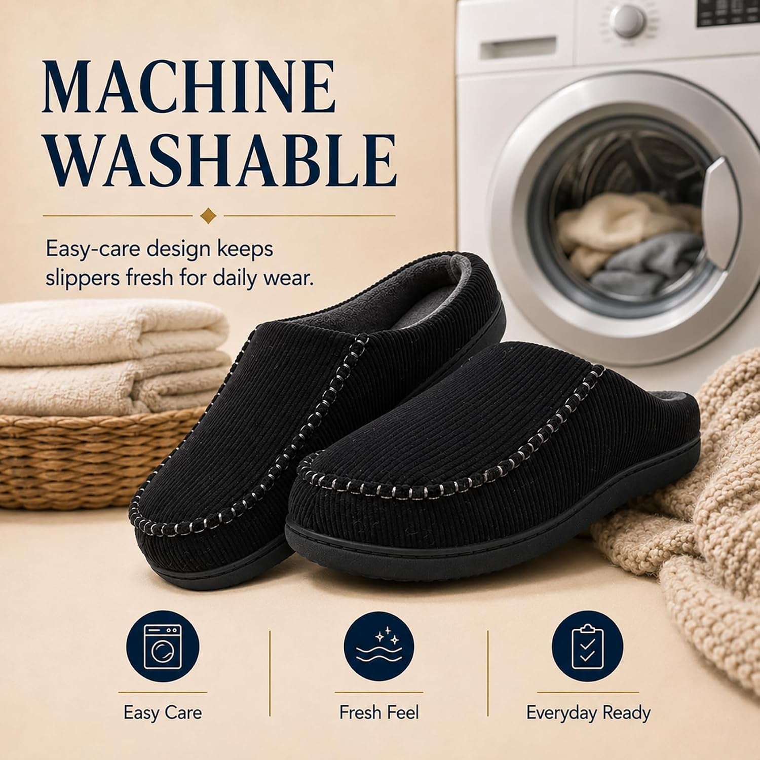 House Slippers for Men, Indoor Outdoor Men Slippers with Memory Foam