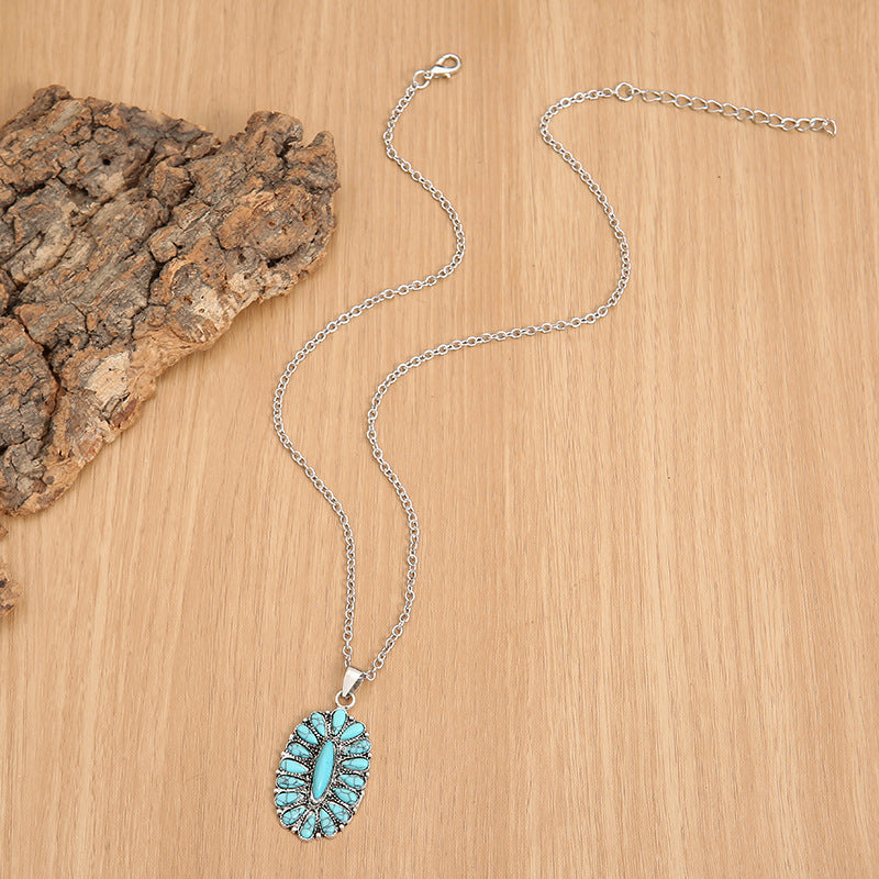 Artificial Turquoise Pendant Alloy Necklace Trendsi