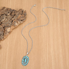 Artificial Turquoise Pendant Alloy Necklace Trendsi