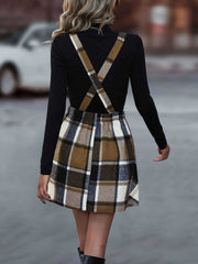 Crisscross Plaid Wide Strap Overall Dress Trendsi