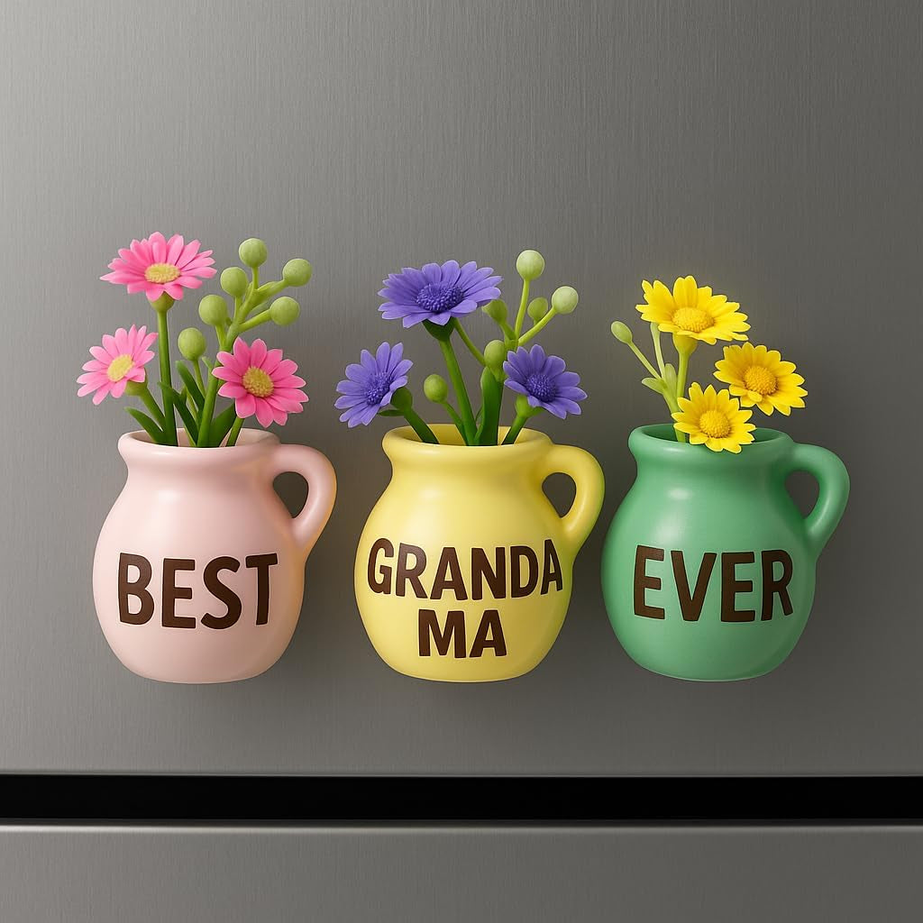 Mini Vase Magnets for Fridge - Christmas Grandma Gifts from Granddaughter, Best for Grandma for Birthday