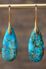 Handmade Teardrop Shape Natural Stone Dangle Earrings Trendsi