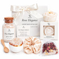 Rose Bath Gift Set for Women – Luxury Spa Gift Basket with Rose Candle, Bath Salt, Bath Bomb, Self Care Kit – Elegant Birthday Gift for Mom, Wife or Girlfriend, Bridal Shower Gifts for Bride