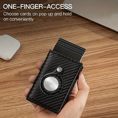 Carbon Fiber Leather Card Holder with Smart Airtag Slot (+Free Gift Included)