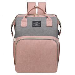 Multifunctional Maternity Diaper Backpack with Foldable Crib & Mosquito Net