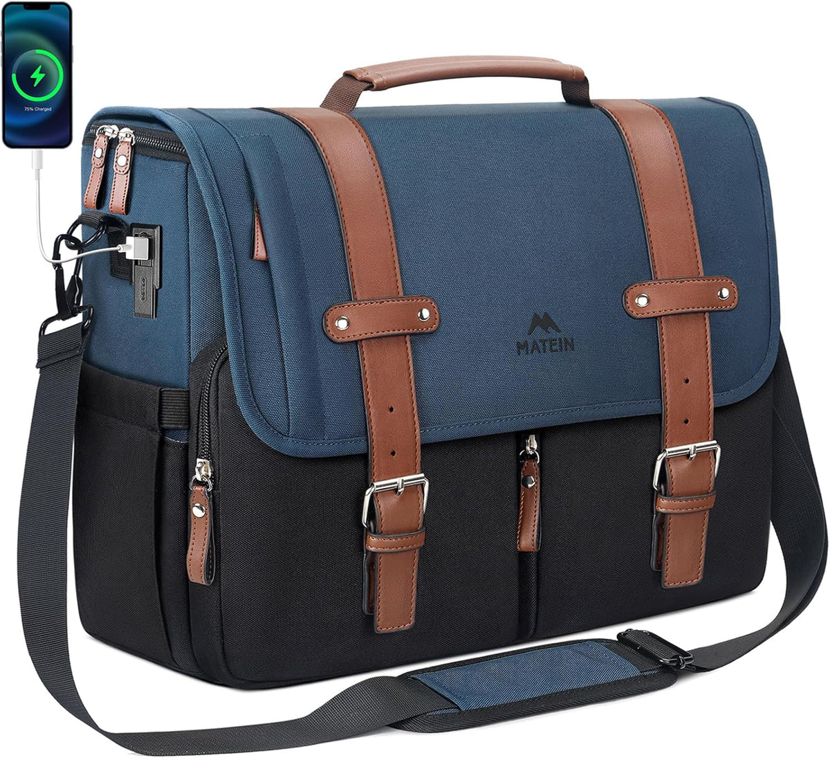 Messenger Bag for School, 15.6 Inch Mens Crossbody Satchel for Work