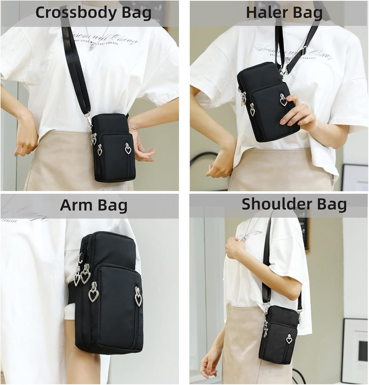 Small Crossbody Bag for Women - Mini Phone Purses with Crossbody Strap and Wallet - Nylon Arm Bag