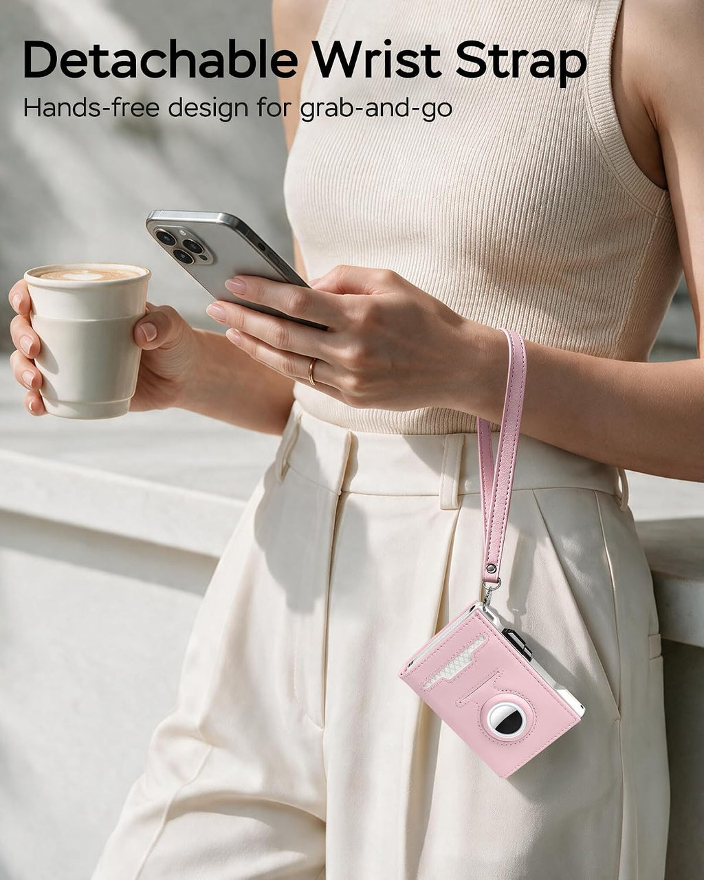 RFID Wallet for Women with Airtag Holder, Pop up Card Holder, Slim Trifold