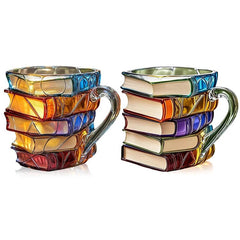 3D Acrylic Book Stack Coffee Mug with Stained-Glass Design – 11oz Lightweight and Durable