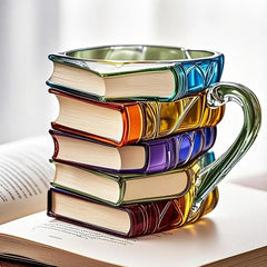 3D Acrylic Book Stack Coffee Mug with Stained-Glass Design – 11oz Lightweight and Durable