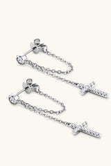 Moissanite 925 Sterling Silver Cross Earrings Trendsi