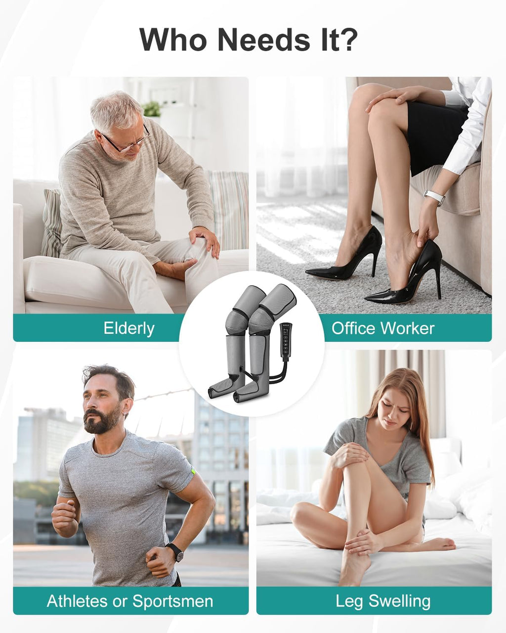 Leg Massager for Circulation and Pain Relief, 2 Heat & 3 Vibration