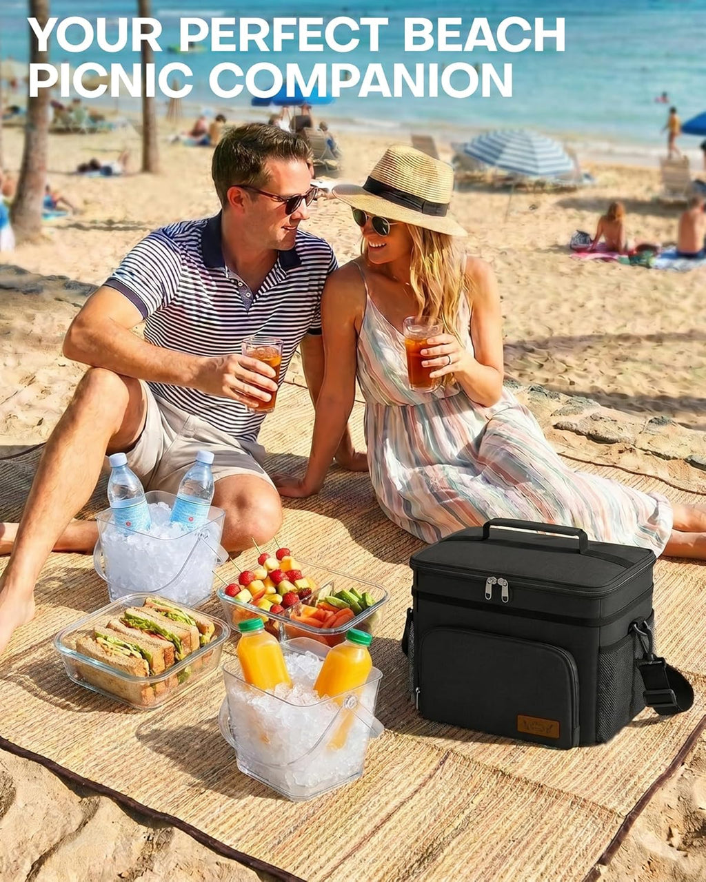 Insulated Lunch Box Men Women Leak-Proof Cooler Lunch Bag 9L
