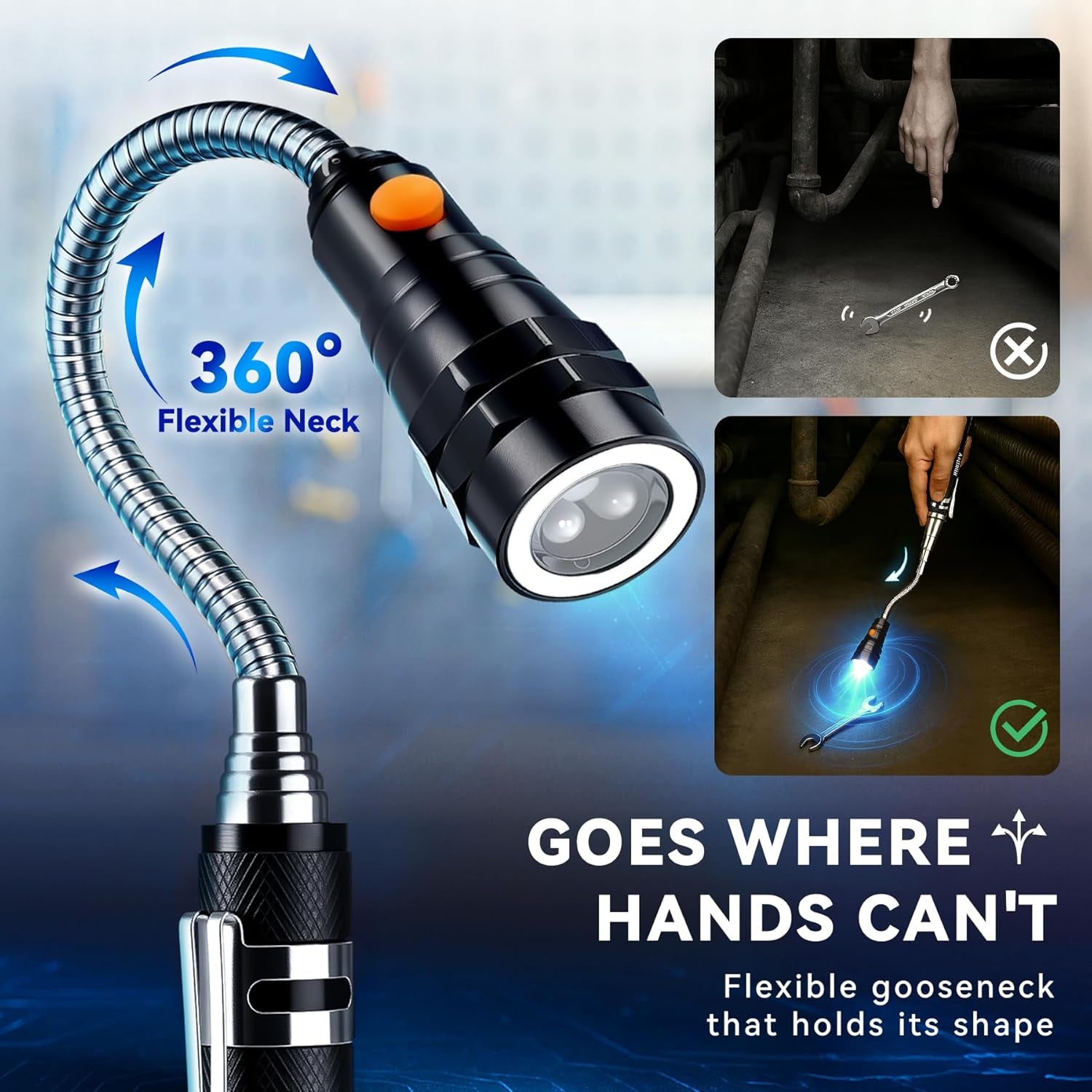 Extendable Magnetic Flashlight Magnet Pickup Tool, Gifts for Men