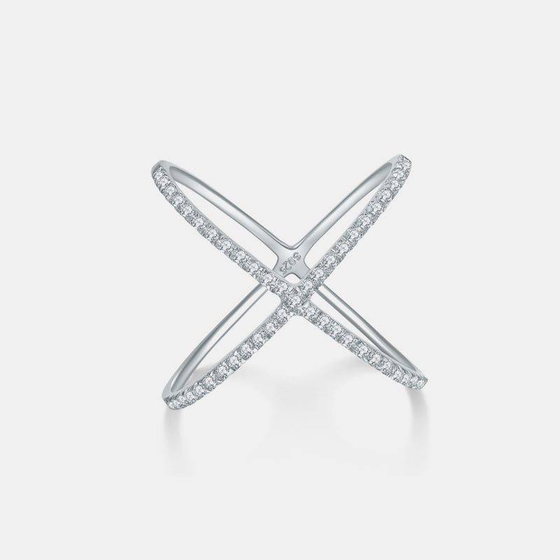 925 Sterling Silver Moissanite Crisscross Ring Trendsi